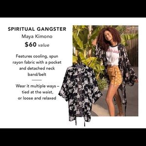 New Spiritual Gangster Black Floral Kimono womens